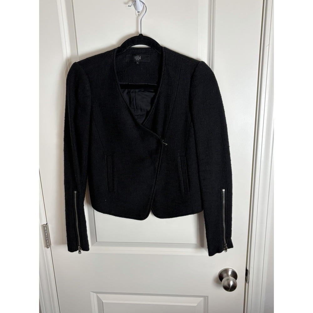 TIBI Aymmetrical Zip jacket Pockets Zip Wrist Career Office After Hours, Size 0